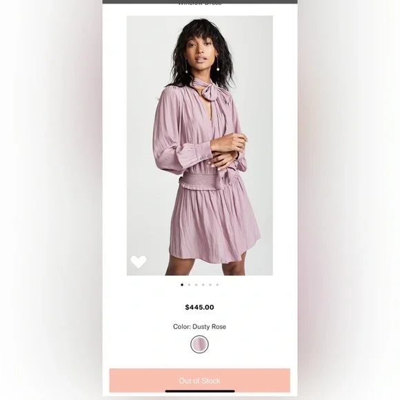 Ramy Brook Blush Pink Tie Neck Winslow Dress